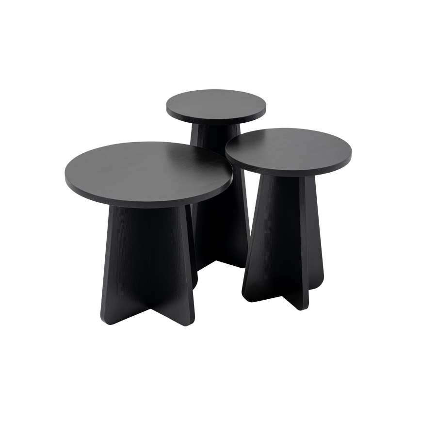 SET 3x Tavolino LUME diametro 28/33/43 cm nero