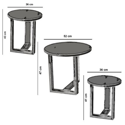 SET 3x Tavolino MIRA marrone