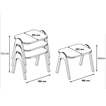 SET 3x Tavolino PARIS 42x49 cm