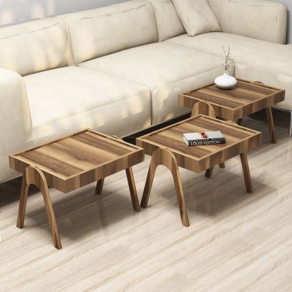 SET 3x Tavolino d'appoggio 41x53,6 cm ROMA marrone