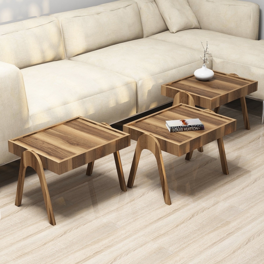 SET 3x Tavolino d'appoggio 41x53,6 cm ROMA marrone