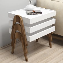 SET 3x Tavolino ROMA bianco/marrone