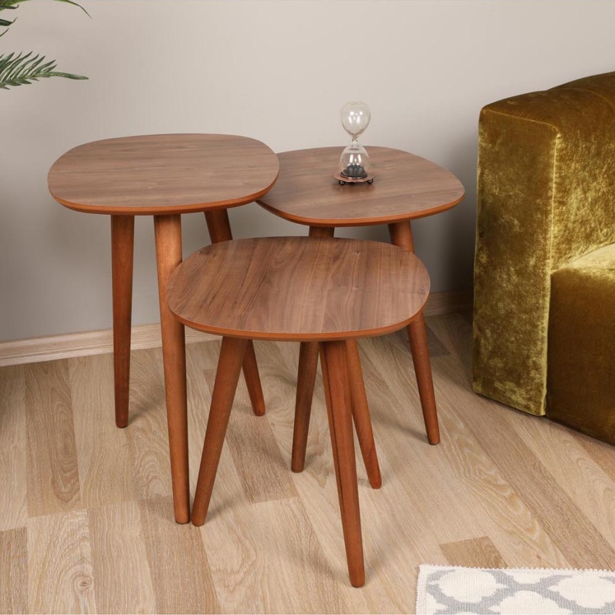 SET 3x Tavolino TYN marrone