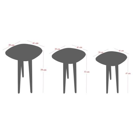 SET 3x Tavolino TYN marrone
