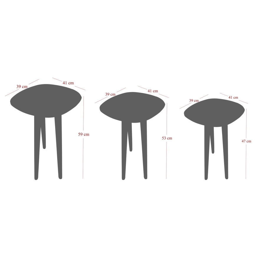 SET 3x Tavolino TYN marrone