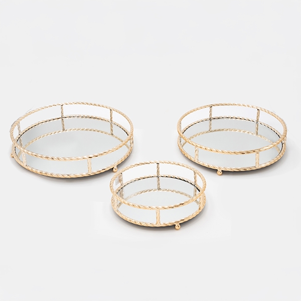 SET 3x Vassoio decorativo diametro 27/33/37 cm oro