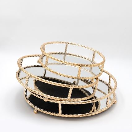 SET 3x Vassoio decorativo diametro 27/33/37 cm oro