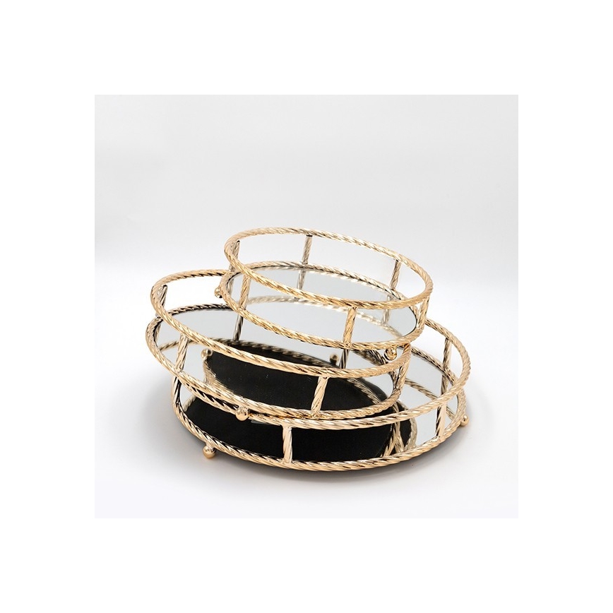 SET 3x Vassoio decorativo diametro 27/33/37 cm oro
