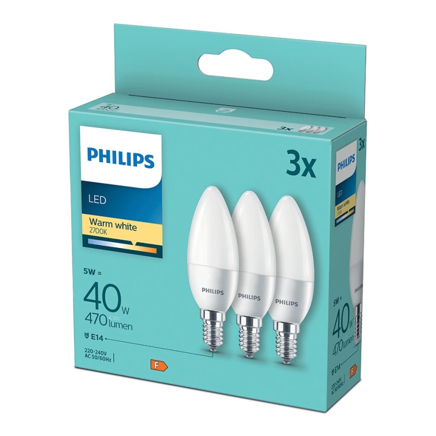 SET 3xLampadine LED Philips B35 E14/5W/230V 2700K