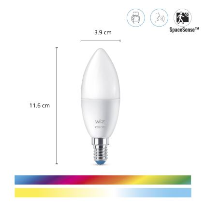 SET 3x Lampadina LED RGBW dimmerabile C37 E14/4,9W/230V 2200-6500K CRI 90 Wi-Fi - WiZ