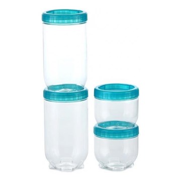 SET 4x Contenitore per alimenti INTERLOCK turchese/trasparente