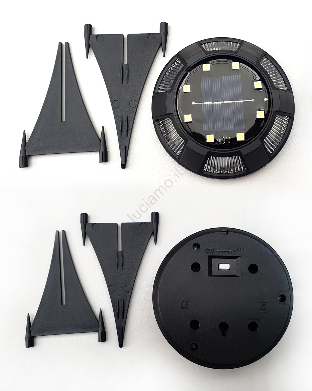 4 Pezzi Ricambi Per Lanterne Solari Da Giardino: Coperchio Con Pannello E Lampadine LED, Nero