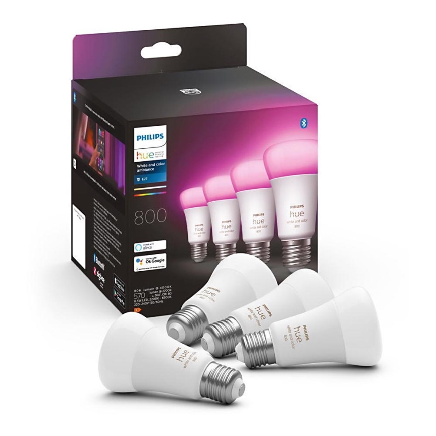 SET 4x Lampadine LED Dimmerabili Philips Hue White And Color Ambience E27/6,5W/230V 2000-6500K