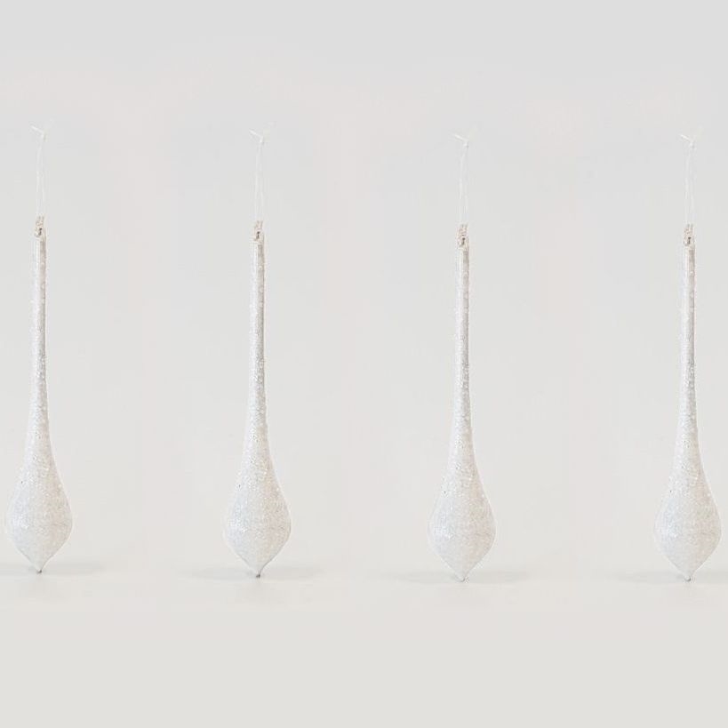 SET 4x Ornamento per albero di Natale 30 cm bianco