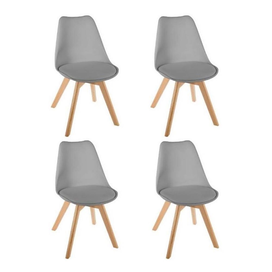 SET 4x Sedia da pranzo BAYA faggio/grigio chiaro