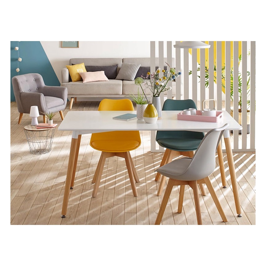 SET 4x Sedia da pranzo BAYA faggio/grigio chiaro