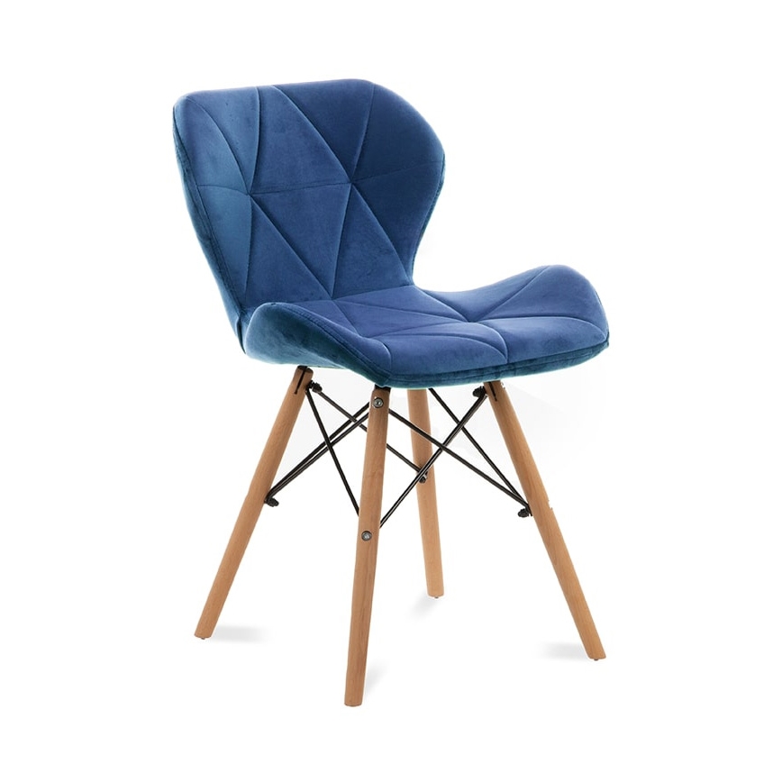 SET 4x Sedia da pranzo TRIGO 74x48 cm blu scuro/faggio