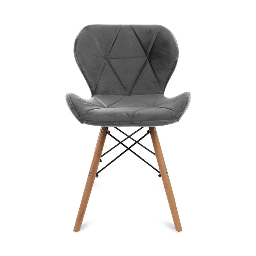 SET 4x Sedia da pranzo TRIGO 74x48 cm grigio chiaro/faggio