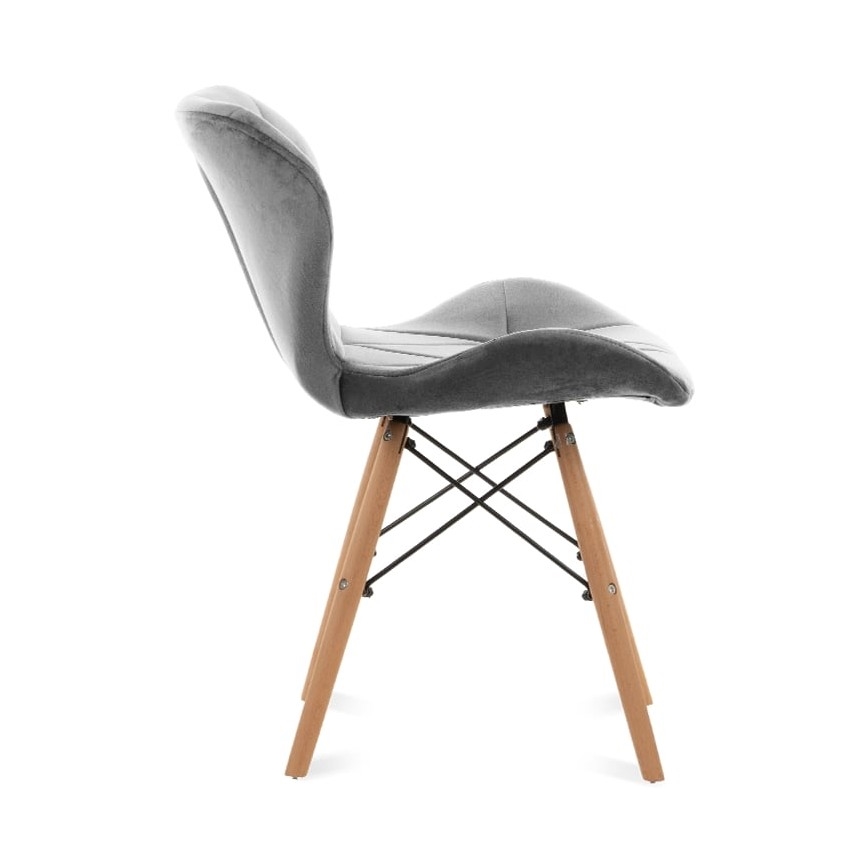 SET 4x Sedia da pranzo TRIGO 74x48 cm grigio chiaro/faggio