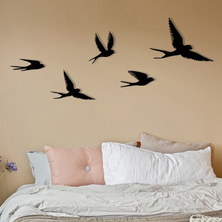 SET 5x Decorazione da muro uccelli metallo