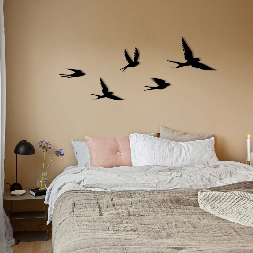 SET 5x Decorazione da muro uccelli metallo