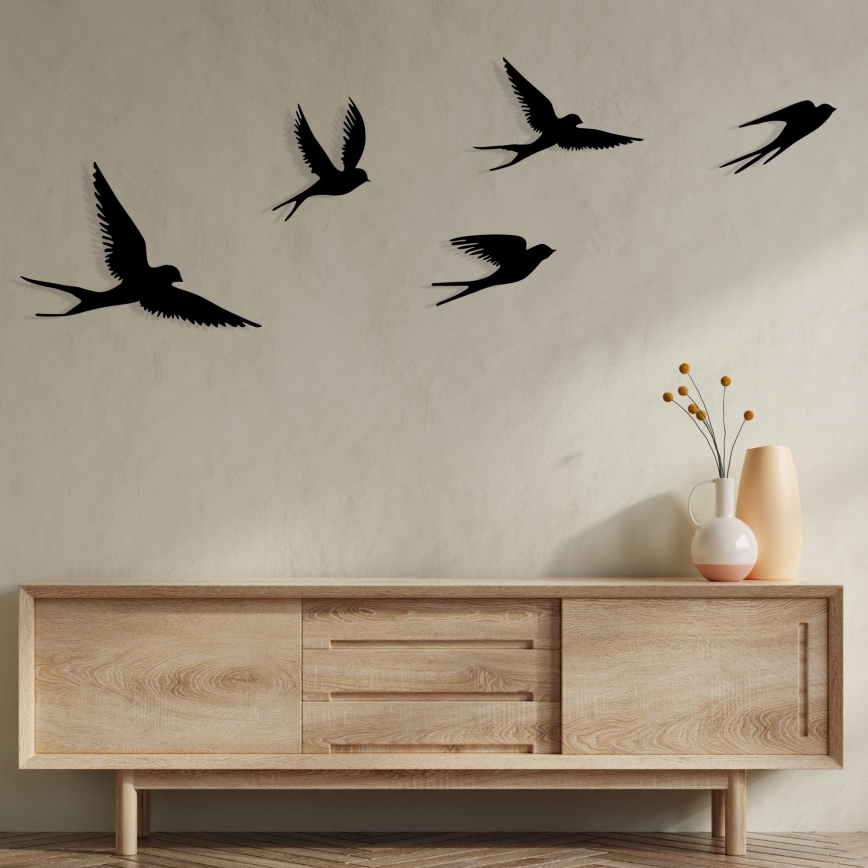 SET 5x Decorazione da muro uccelli metallo