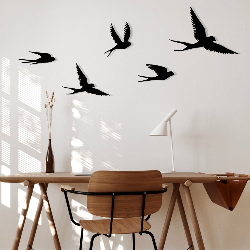 SET 5x Decorazione da muro uccelli metallo
