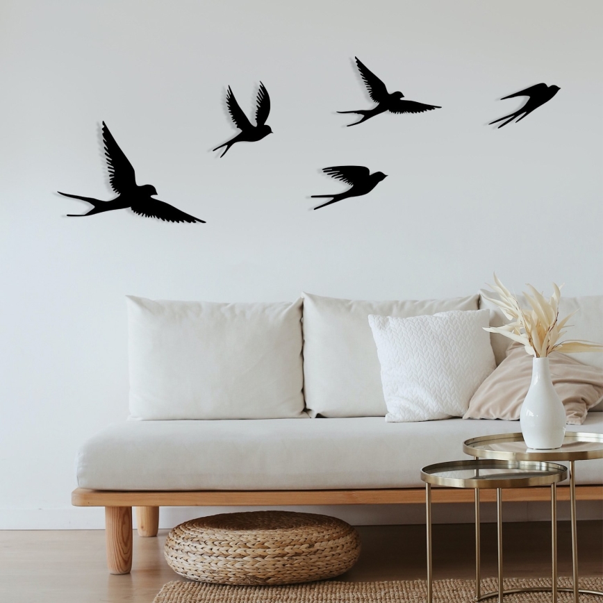 SET 5x Decorazione da muro uccelli metallo
