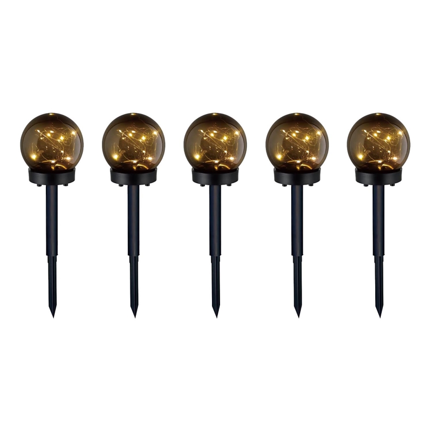 SET 5x Lampada solare LED 5xLED/0,12W/1,2V 3000K IP44 40 mAh nero