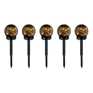 SET 5x Lampada solare LED 5xLED/0,12W/1,2V 3000K IP44 nero