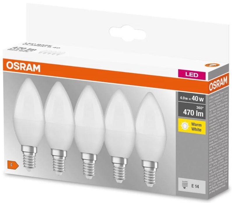 SET 5x Lampadina LED BASE B40 E14/4,9W/230V 2700K - Osram