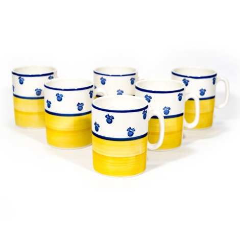 Set 6 tazze in ceramica Hubert bianco giallo