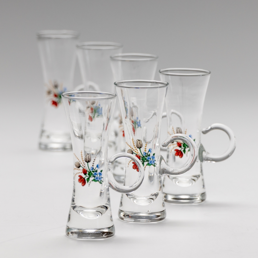 Set 6x Bicchiere da liquore con manico limpido con motivo a bouquet no 5