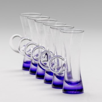 Set 6x Bicchiere da liquore con manico viola