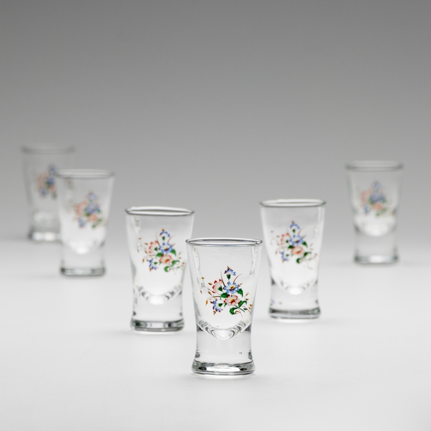 Set 6x bicchiere da liquore con motivo a bouquet no 3