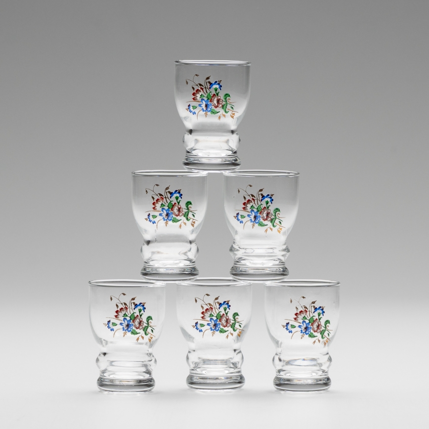 Set 6x bicchiere da liquore limpido - motivo floreale n.5