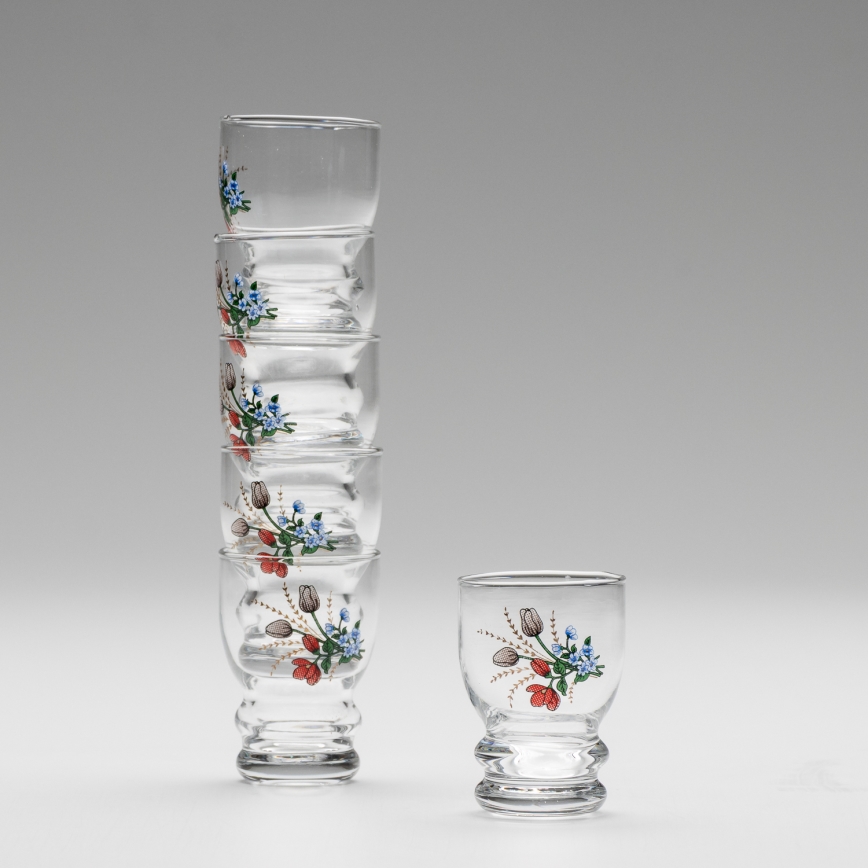 Set 6x bicchiere da liquore limpido - motivo floreale no 6