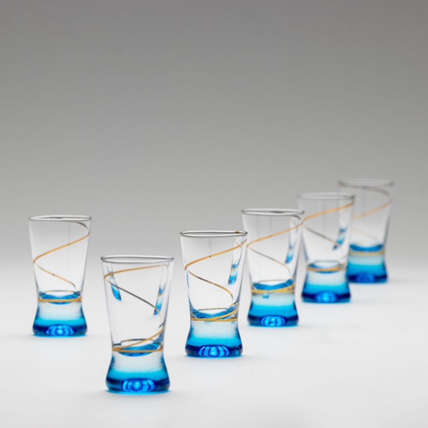 Set 6x bicchiere per shot 25 mm limpido blu