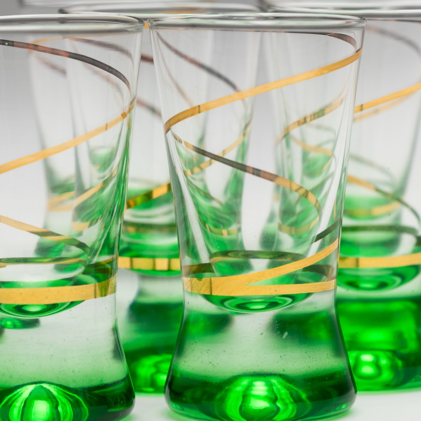 Set 6x bicchiere per shot 25 mm limpido verde
