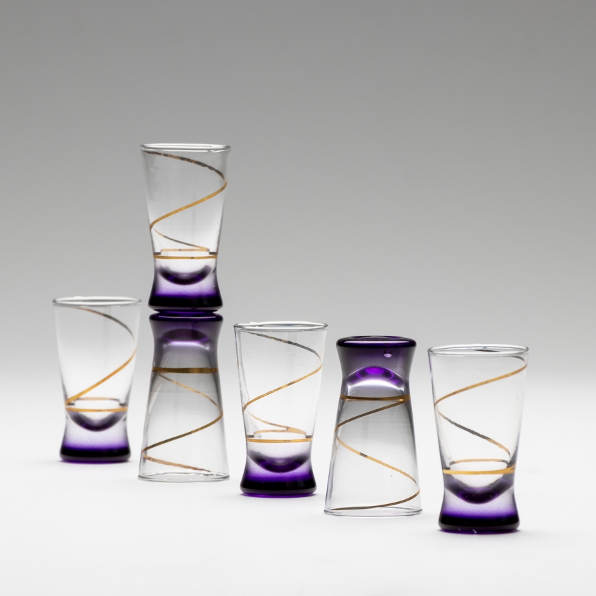 Set 6x bicchiere per shot 25 mm limpido viola