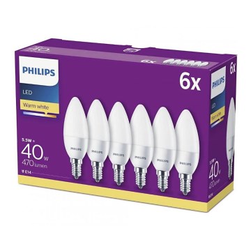 SET 6x Lampadina LED Philips B35 E14/5,5W/230V 2700K