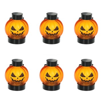 SET 6x LED Decorazione HALLOWEEN LED/1xCR2032/bianco caldo zucche