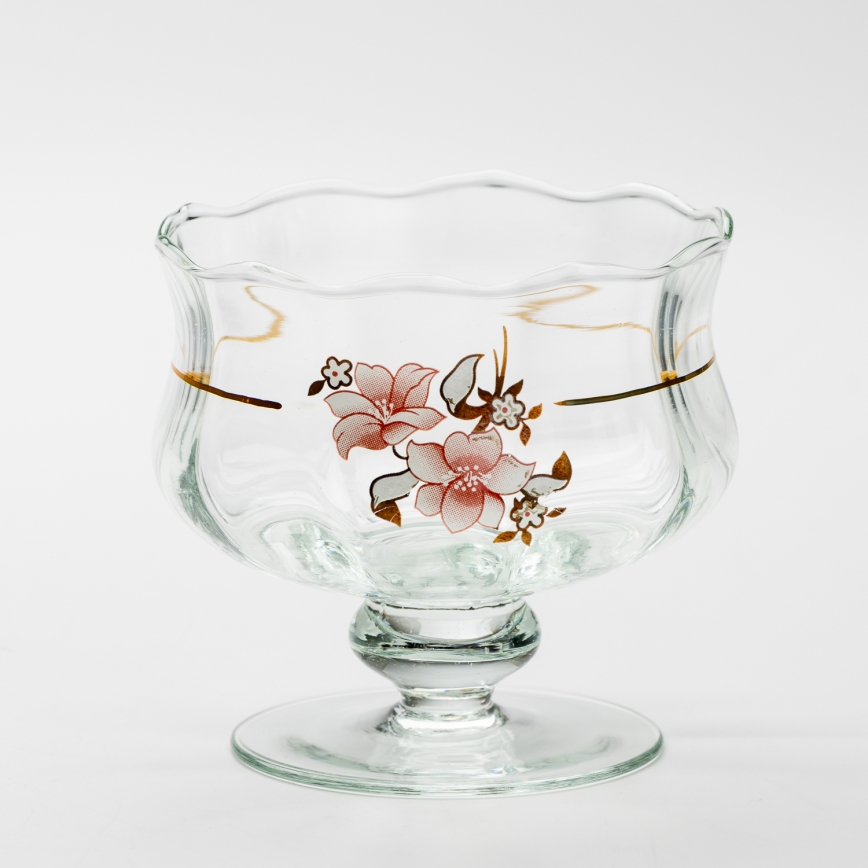 Set 6x tazza di vetro con piattino e 1x zuccheriera limpido bouquet no 2