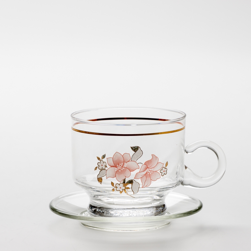 Kinto Set Tè In Ghisa: Tazza In Vetro E Piattino In Acciaio Inox 220ml