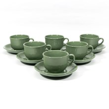 Set 6x tazze in ceramica Masch con piattino verde