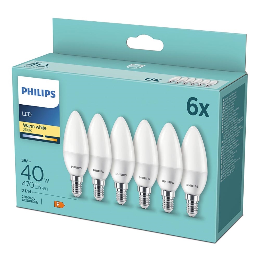 SET 6xLampadine LED Philips B35 E14/5W/230V 2700K