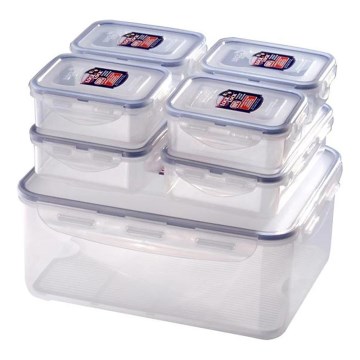 SET 7x Contenitore per alimenti LOCK blu/limpido