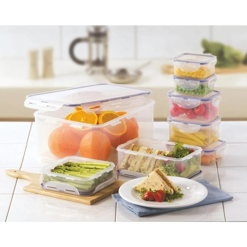 SET 7x Contenitore per alimenti LOCK blu/limpido