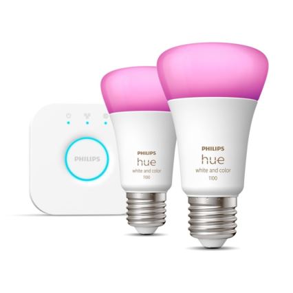 Set base Philips Hue WHITE AND COLOUR AMBIANCE 2xE27/9W/230V 2000-6500K + dispositivo di interconnessione