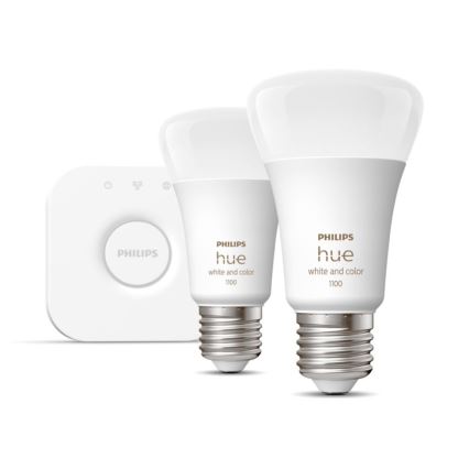 Set base Philips Hue WHITE AND COLOUR AMBIANCE 2xE27/9W/230V 2000-6500K + dispositivo di interconnessione